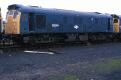 24May87. 25046 withdrawn in Feb 81 at Haymarket, it was moved out of the way to Millerhill in June that year for 4 months before being moved onto Mossend Yard and Polmadie in preperation of a tow to that little railway town in Wiltshire that had the job of storing and disposing of surplus locomotives in the 1980's. It was thought unwise or unsafe for a move all the way south to Wiltshire so 25046 was moved out of the way again, this time to Shawfield sidings where it resided until being sold to Vic Berry in late April 87. Moved to Thornton for disposal but then moved back west to Mossend on 10 June to start its journey to oblivion in Leicester disappearing into the great abyss never to be seen again in July 87. 24May87. 25046 withdrawn in Feb 81 at Haymarket, it was moved out of the way to Millerhill in June that year for 4 months before being moved onto Mossend Yard and Polmadie in preperation of a tow to that little railway town in Wiltshire that had the job of storing and disposing of surplus locomotives in the 1980's. It was thought unwise or unsafe for a move all the way south to Wiltshire so 25046 was moved out of the way again, this time to Shawfield sidings where it resided until being sold to Vic Berry in late April 87. Moved to Thornton for disposal but then moved back west to Mossend on 10 June to start its journey to oblivion in Leicester disappearing into the great abyss never to be seen again in July 87.
