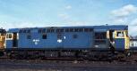 12Apr87. 26013 had been out of use even longer than sister '019. It went into store at Dundee way back in September 1982. It was moved to Dunfermline Townhill in 1983 and then again relocated to Thornton for continued storage in Dec84. It was then sent over to Glasgow Works, maybe for component recovery(?) in August 1986 but was returned to Thornton in April 87 after being sold to Vic Berry in Dec 86. This loco was not cut at Thornton however and made another journey, which took a week to complete, to Leicester and scrapping by July 1987. 12Apr87. 26013 had been out of use even longer than sister '019. It went into store at Dundee way back in September 1982. It was moved to Dunfermline Townhill in 1983 and then again relocated to Thornton for continued storage in Dec84. It was then sent over to Glasgow Works, maybe for component recovery(?) in August 1986 but was returned to Thornton in April 87 after being sold to Vic Berry in Dec 86. This loco was not cut at Thornton however and made another journey, which took a week to complete, to Leicester and scrapping by July 1987.